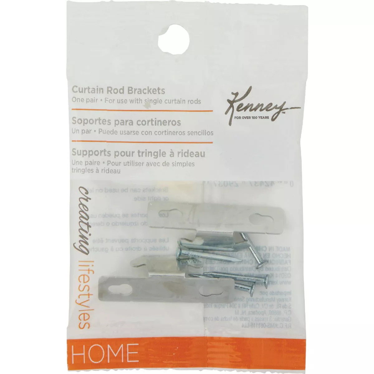 Kenney Single Silver Curtain Rod Bracket (2-Pack) - photo 2