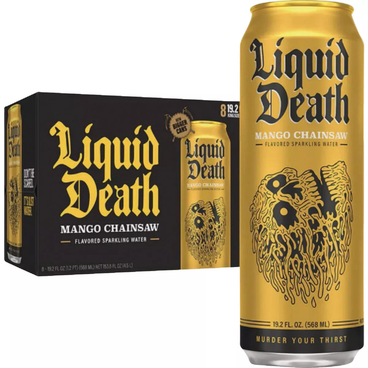 Liquid Death 19.2 Oz. Mango Chainsaw 100% Sparkling Mountain Water - photo 4