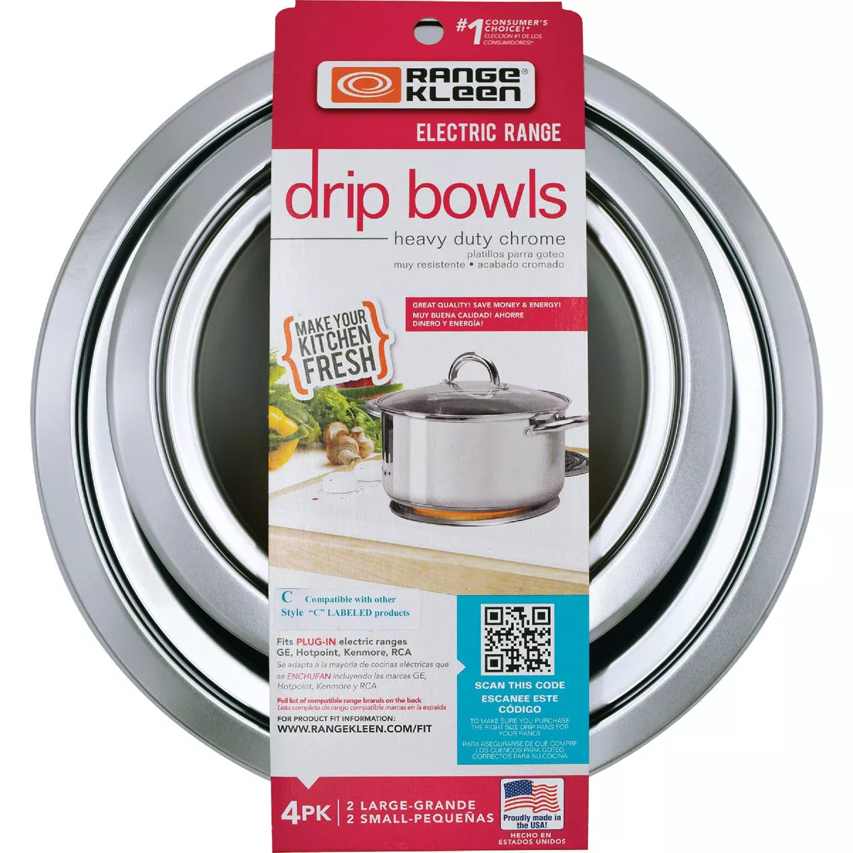 Range Kleen Electric (2) 6" & (2) 8" Style C Round Chrome Drip Pan - photo 2