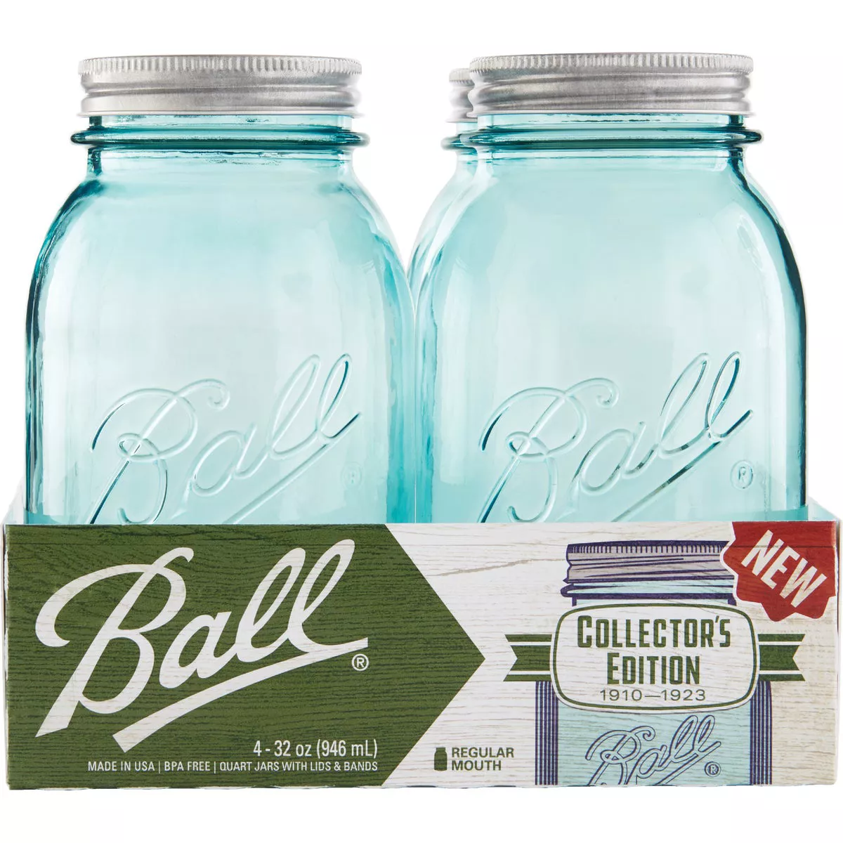 Ball Collector's Edition Quart Regular Mouth Aqua Vintage Canning Jar (4-Count) - photo 2
