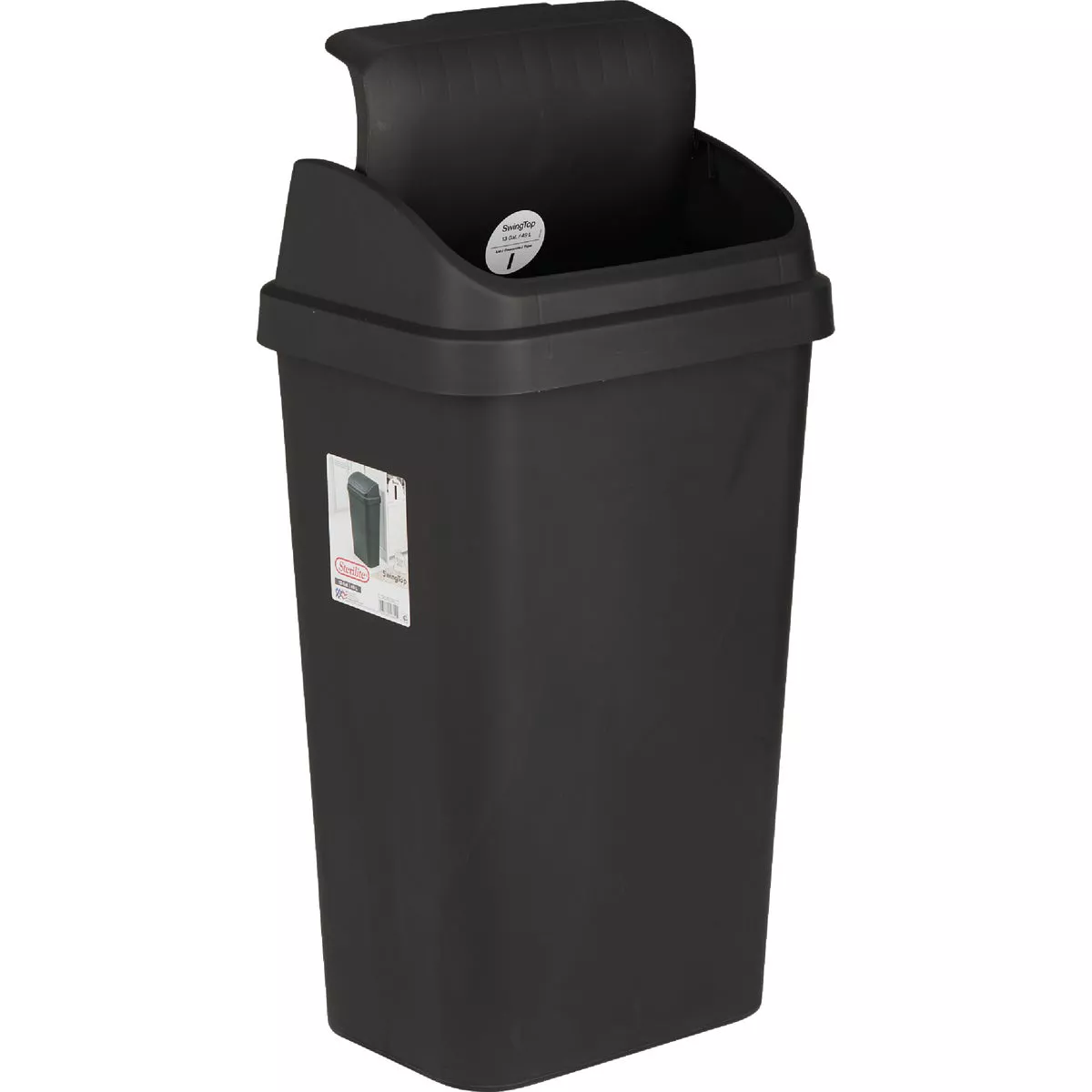 Sterilite 13 Gal. Black Swing Top Wastebasket - photo 3