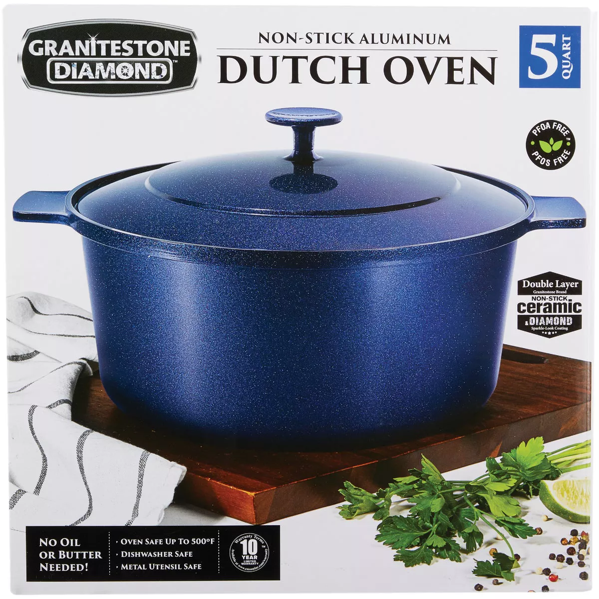 GraniteStone Diamond 5 Qt. Blue Non-Stick Dutch Oven - photo 2