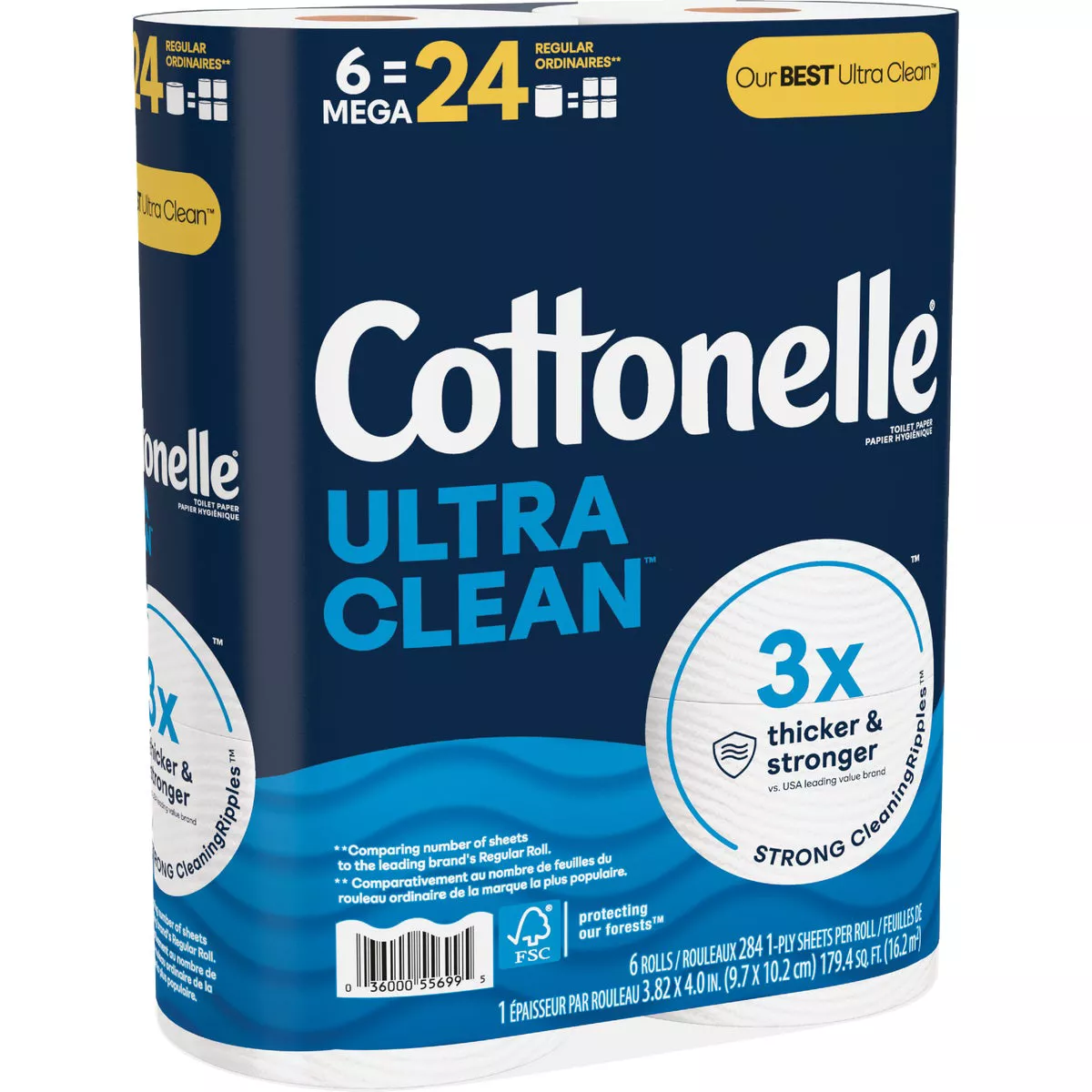Cottonelle Ultra Clean Strong Toilet Paper (6-Mega Rolls) - photo 2