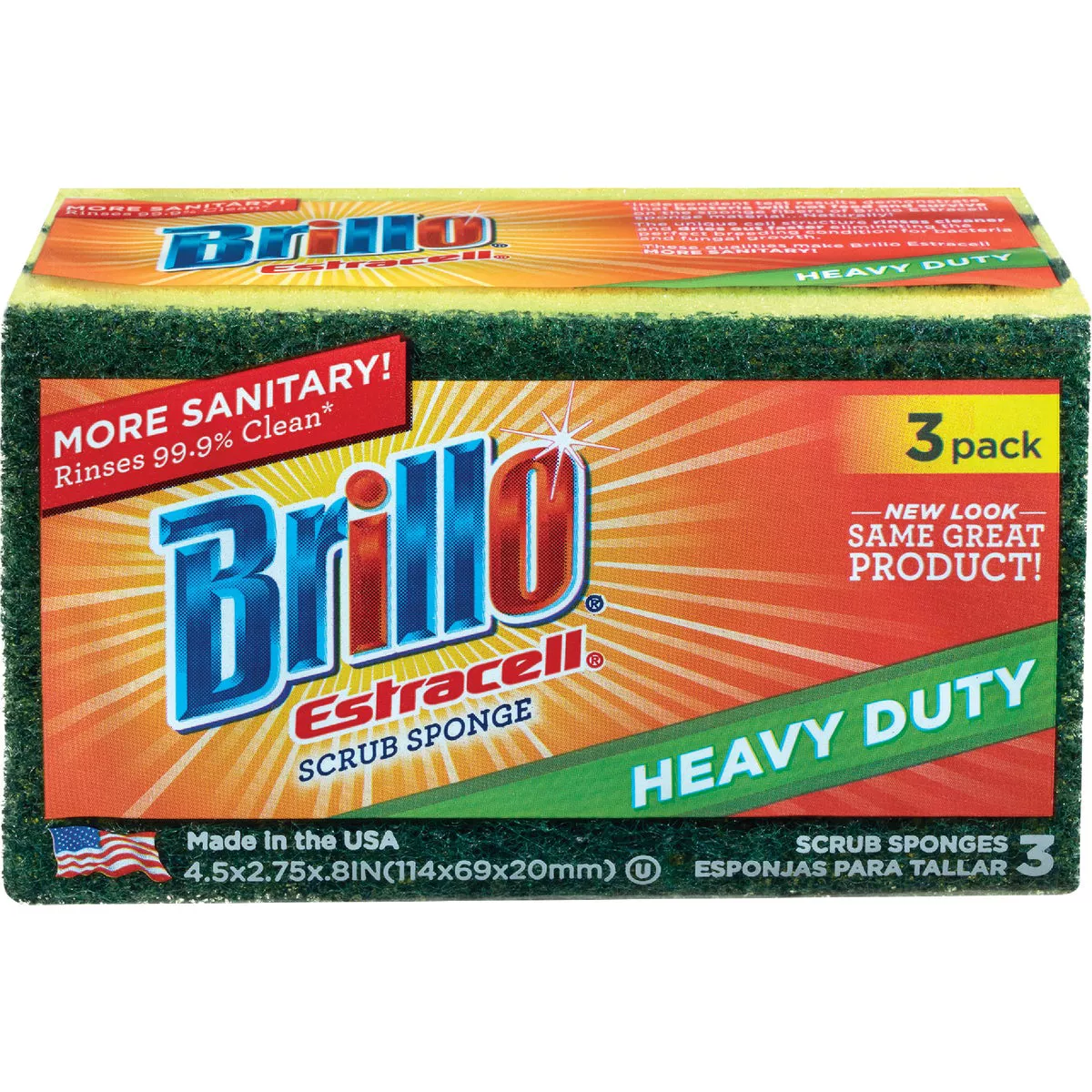 Brillo Estracell 4.5 In. x 2.75 In. Heavy Duty Sponge (3-Count) - photo 2