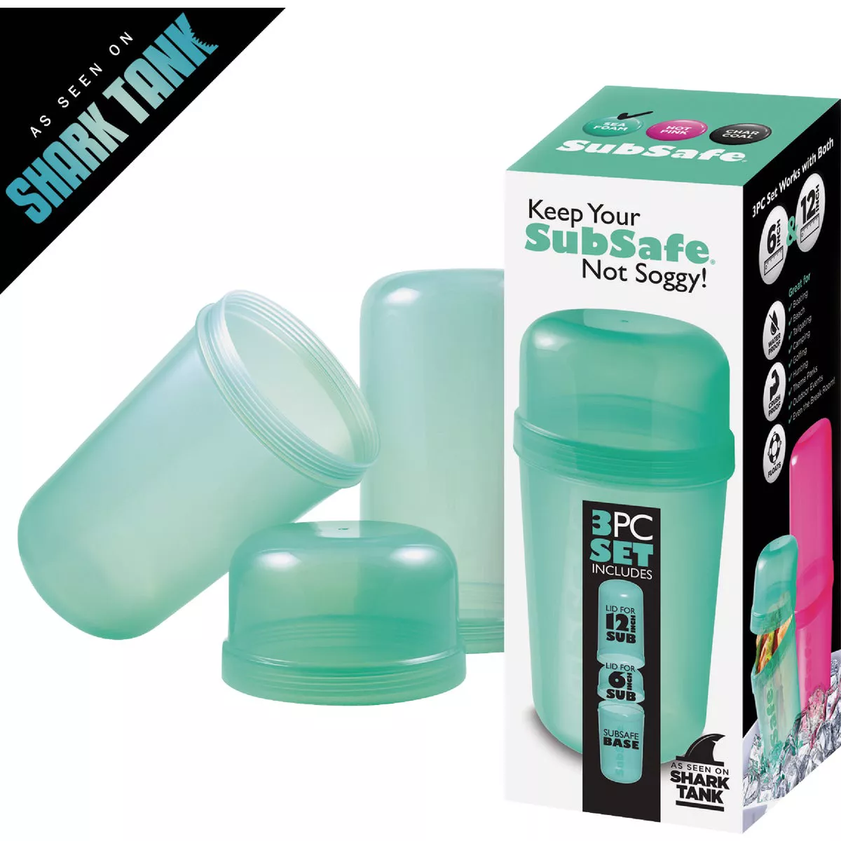 SubSafe Seafoam Green Sub Sandwich Food Storage Container (3-Piece) - photo 2