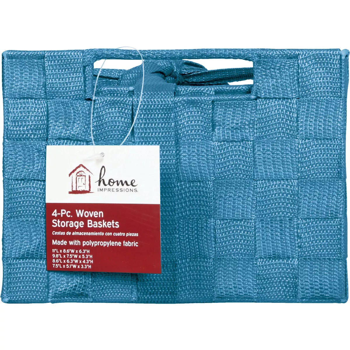 Home Impressions 4-Piece Woven Storage Basket Set, Blue - photo 2