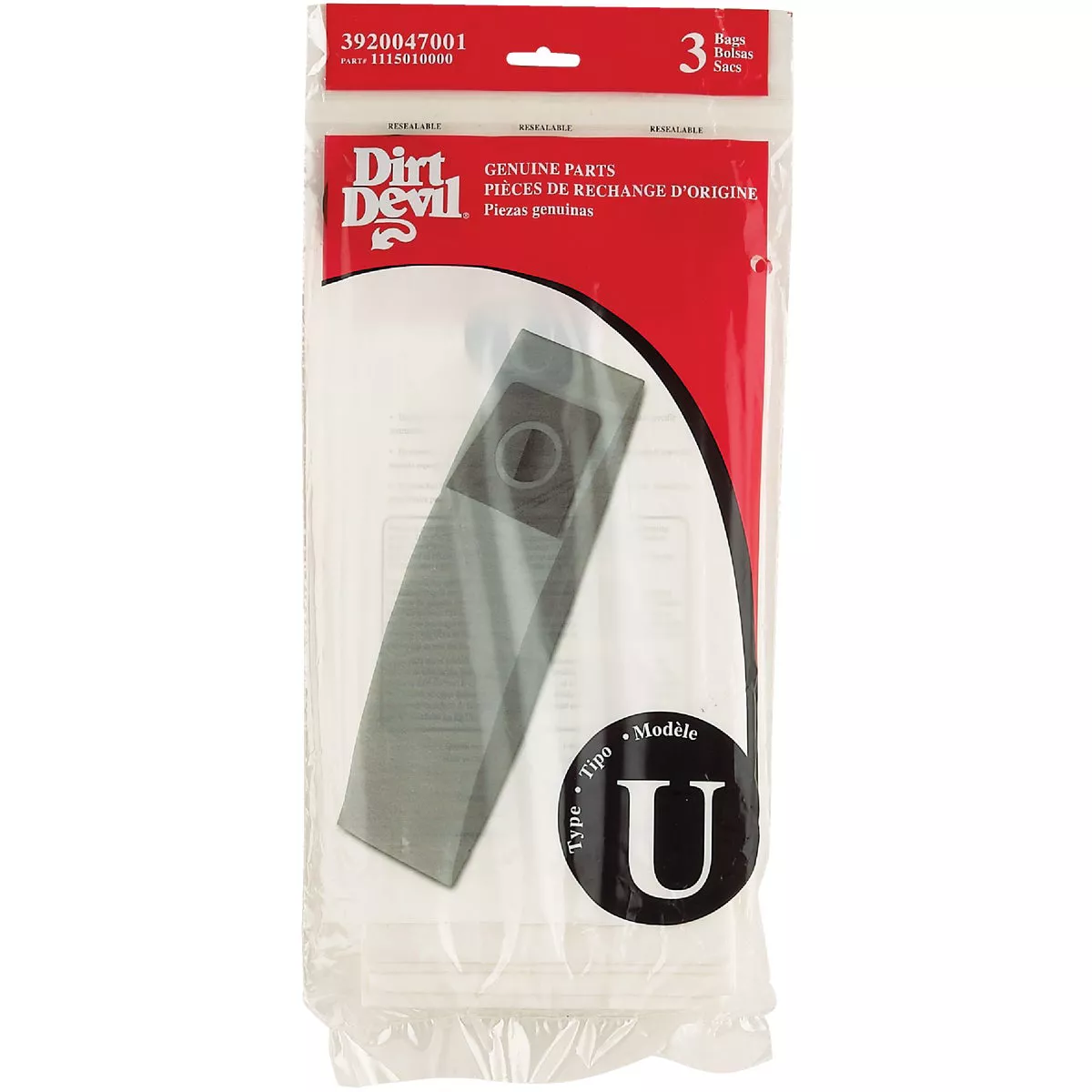 Dirt Devil Type U Standard Vacuum Bag (3-Pack) - photo 2