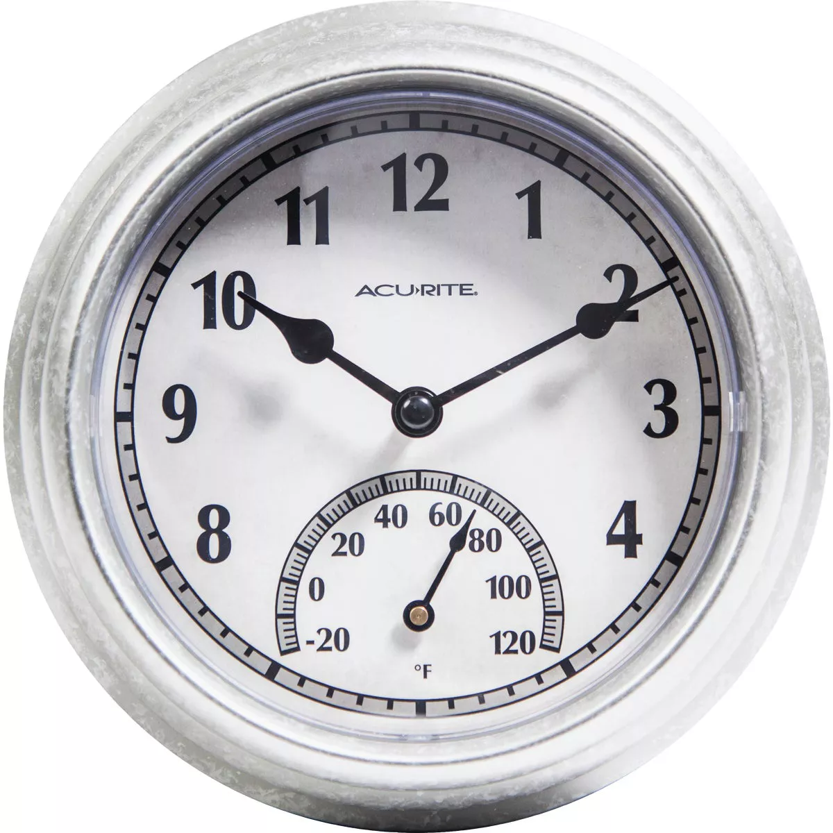 Acurite 8.5 In. Brushed Galvanized Clock/Thermometer