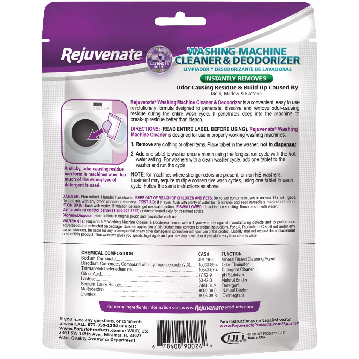 Rejuvenate Lavender Washing Machine Cleaning and Deodorizer Tablet (3-Pack) - photo 2