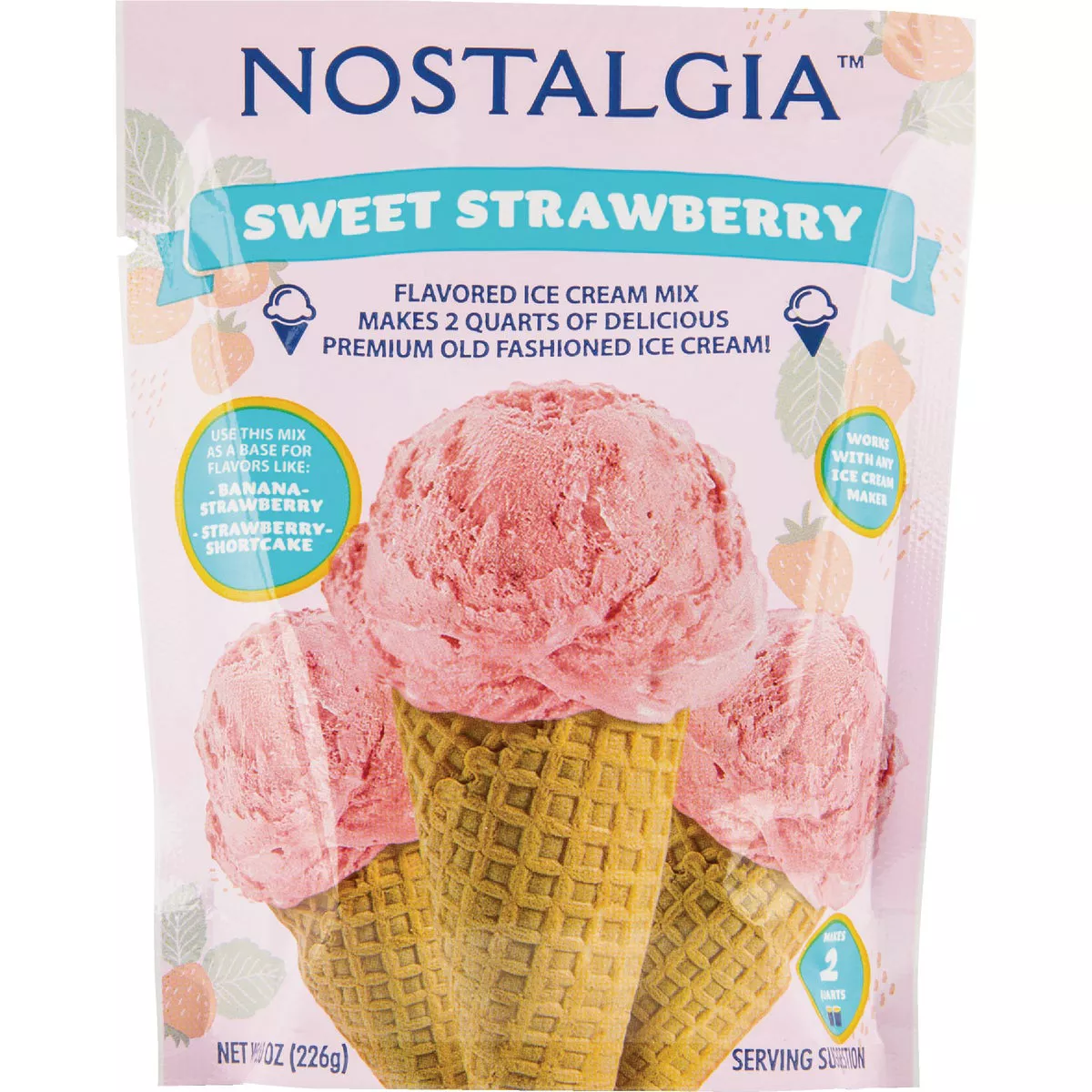 Nostalgia 8 Oz. Strawberry Individual Ice Cream Packet