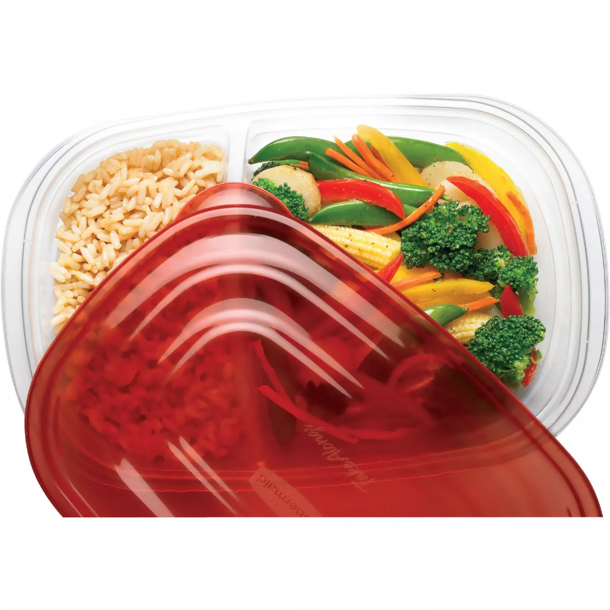 Rubbermaid TakeAlongs 3.7 C. Clear Square Divided Food Storage Container with Lids (3-Pack) - photo 3