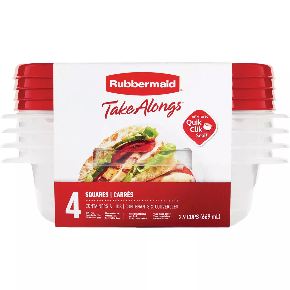 Rubbermaid TakeAlongs 2.9 C. Clear Rectangle Food Storage Container with Lids (4-Pack) - photo 2
