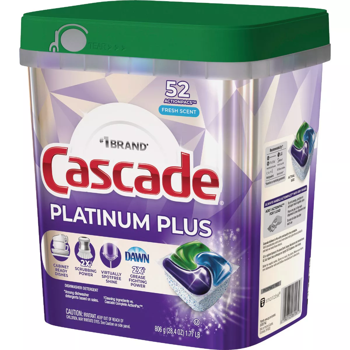 Cascade Platinum Plus Action Pacs Dishwasher Detergent (52-Count) - photo 2