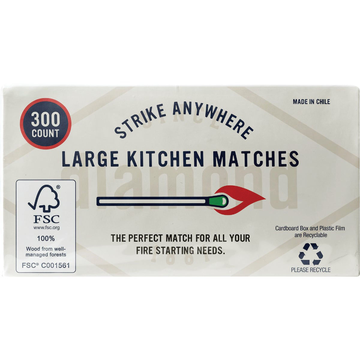 Diamond 23/8 In. 300Count Strike Anywhere Kitchen Matches (3Pack