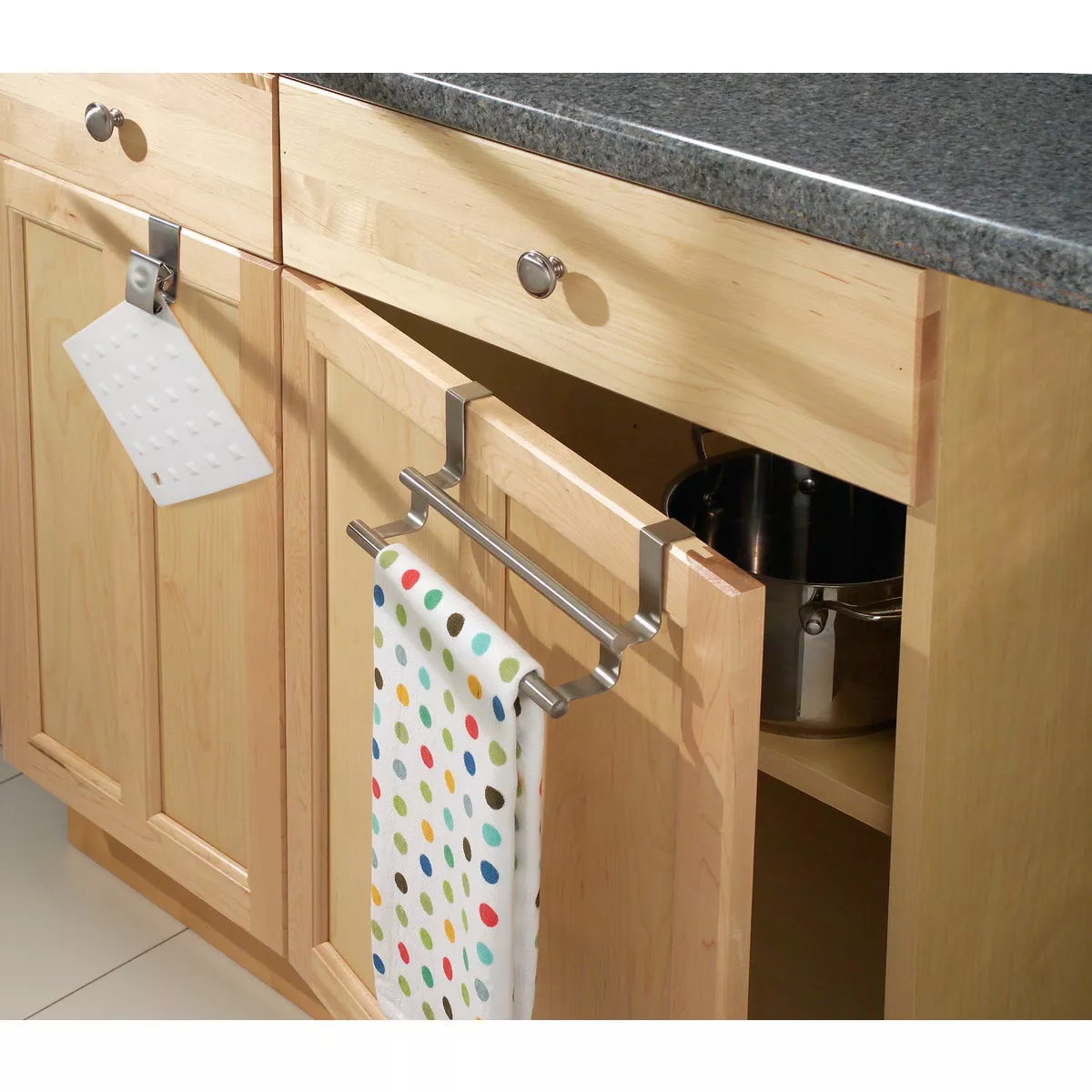 iDesign Zia 9-1/4 in. Brushed Stainless Steel Over The Cabinet Double Towel Bar - photo 2