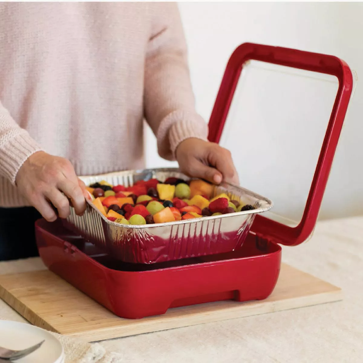 Fancy Panz Classic Red Baking Carrier with Foil Pan and Serving Spoon ...
