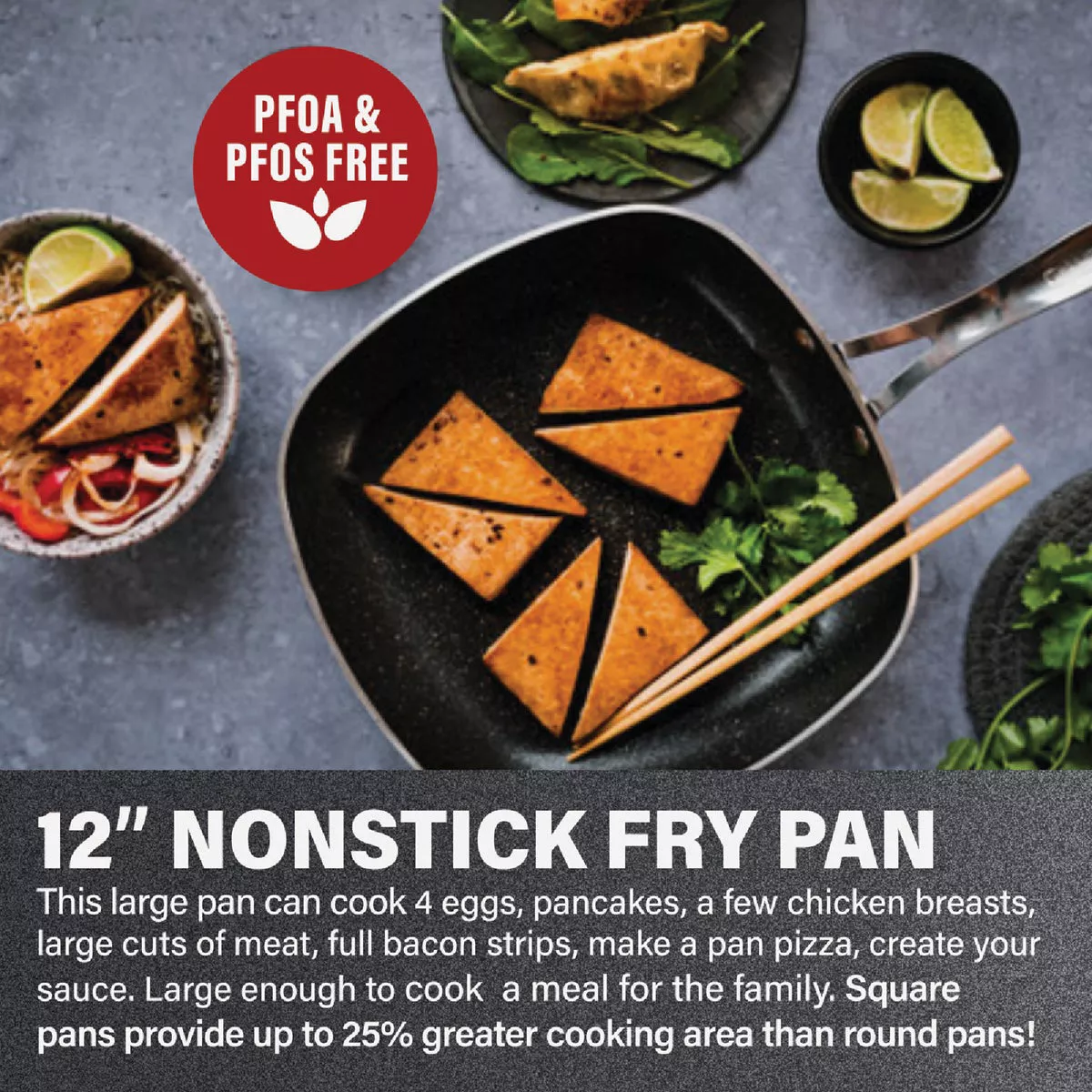 GraniteStone Diamond 12 In. Non-Stick Square Fry Pan - photo 3