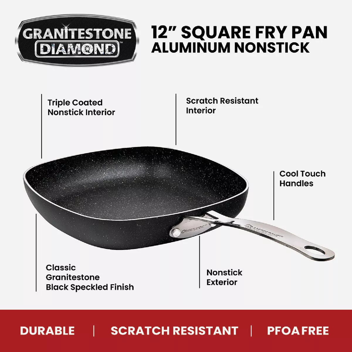 GraniteStone Diamond 12 In. Non-Stick Square Fry Pan - photo 2