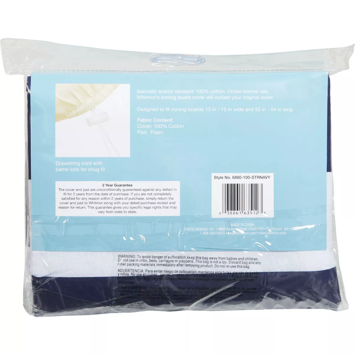Whitmor Standard Ironing Board Cover/Pad - Stripe Navy - photo 5