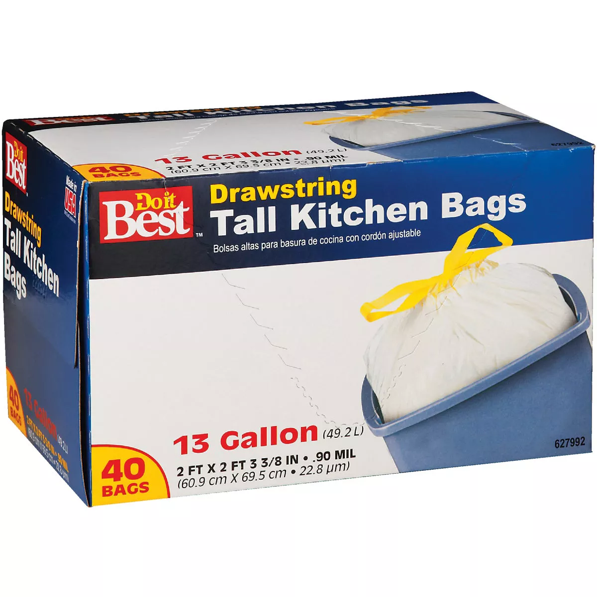 Do it Best 13 Gal. Tall Kitchen White Trash Bag (40-Count)