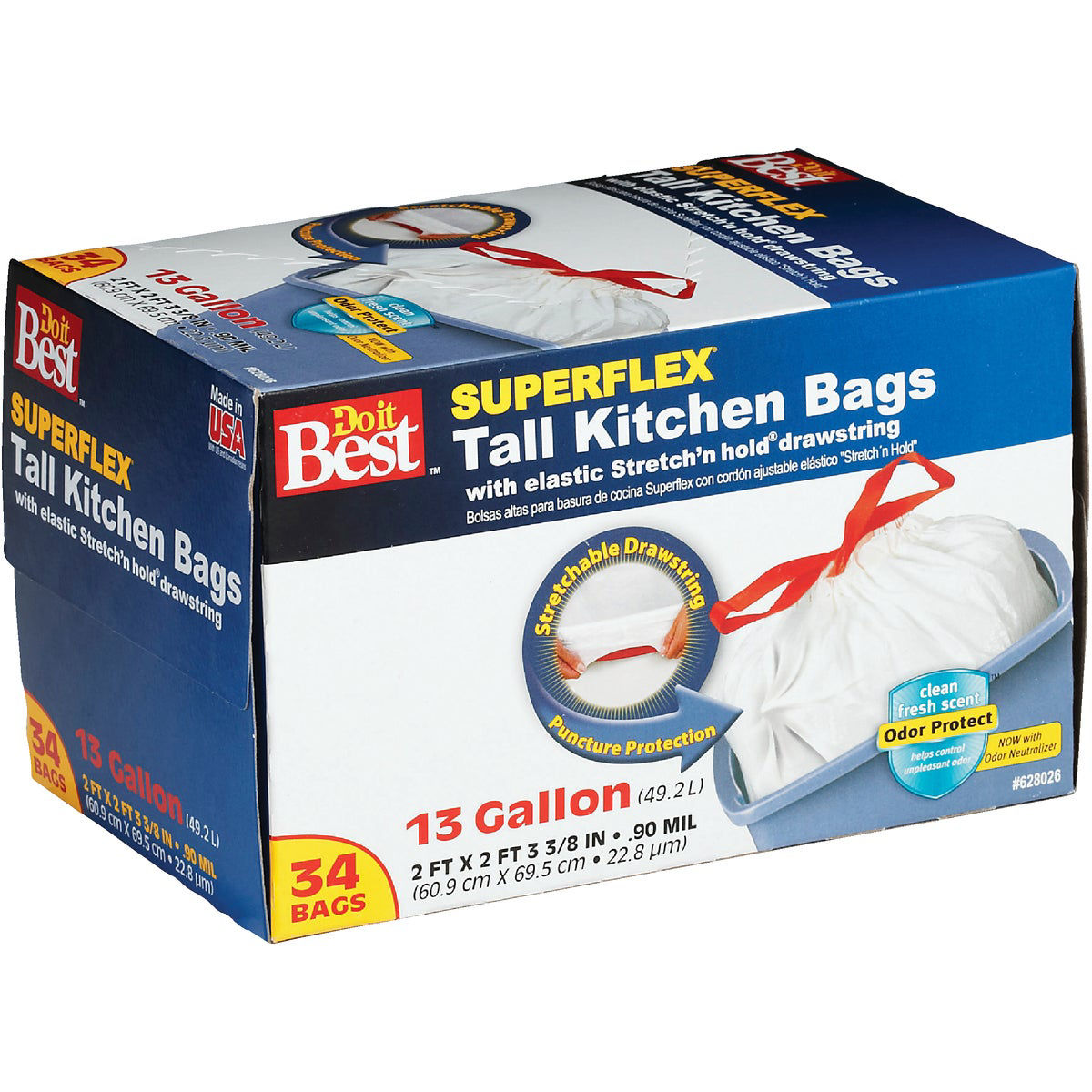Tall Kitchen Superflex Trash Bags 13 Gallon - Best Yet Brand