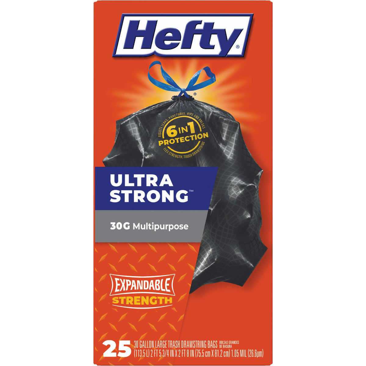 Hefty Ultra Strong 30 Gal. Large Black Trash Bag (25-Count)