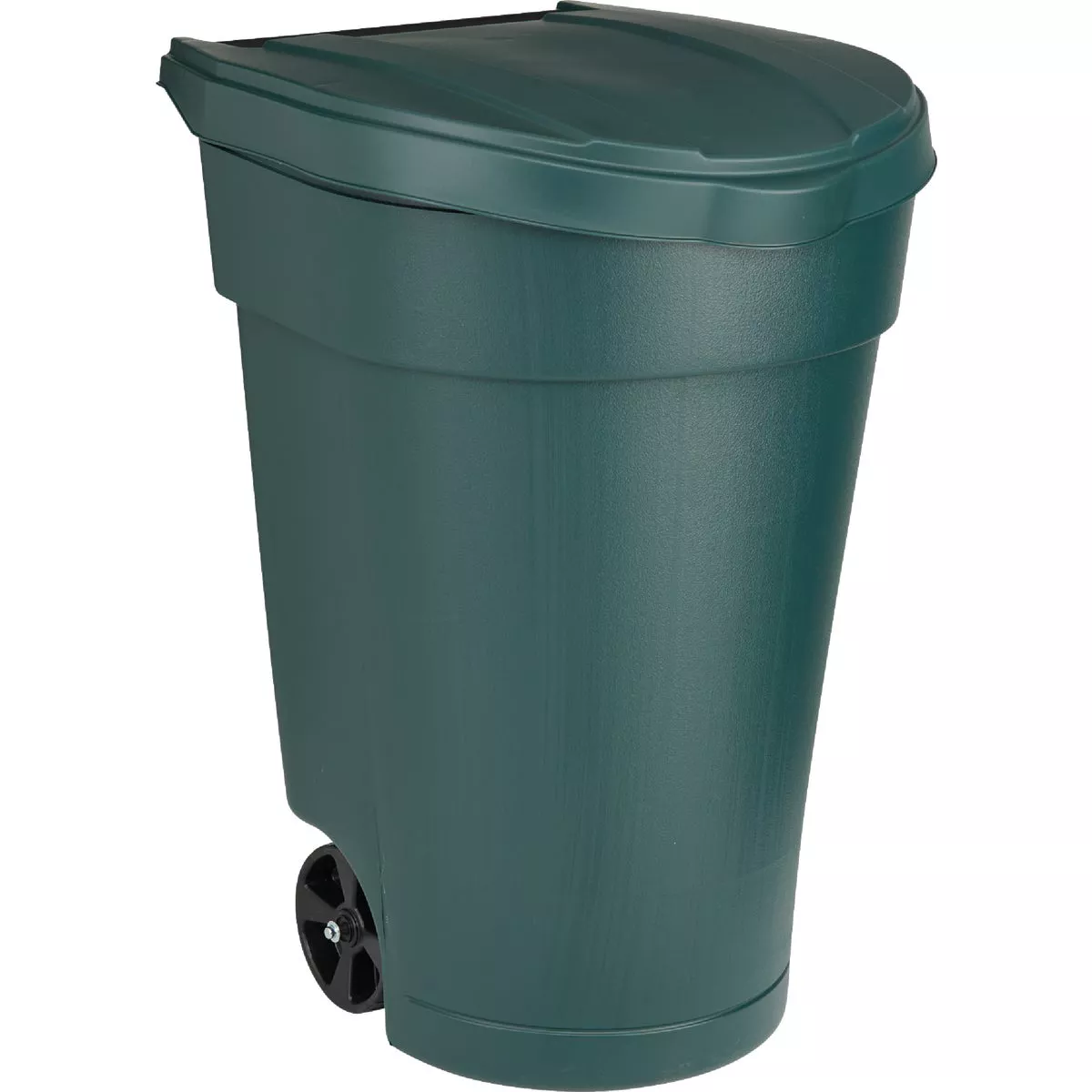 United Solutions 50 Gal. Green Plastic Wheeled Outdoor Trash Can with Lid
