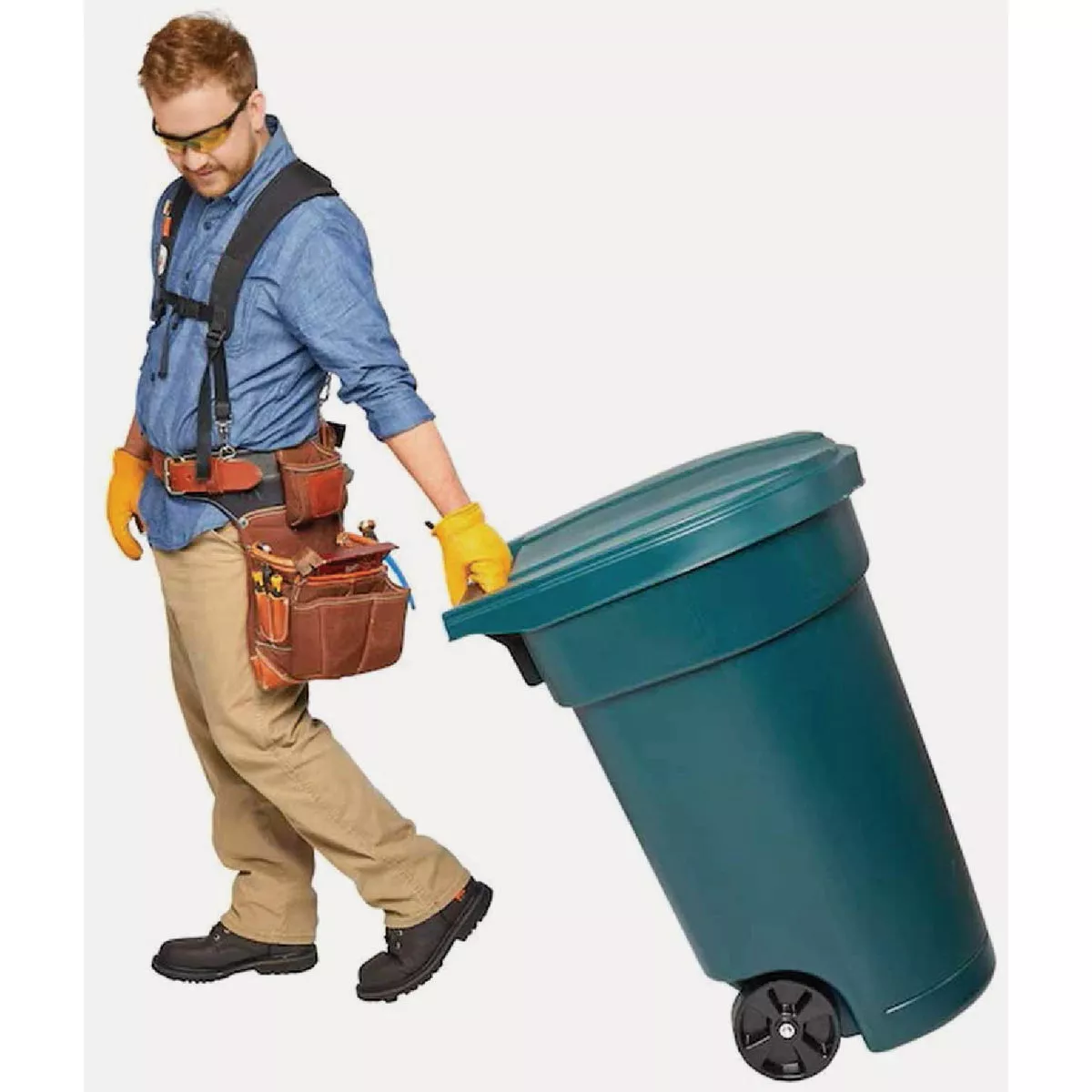 United Solutions 50 Gal. Green Plastic Wheeled Outdoor Trash Can with Lid - photo 6