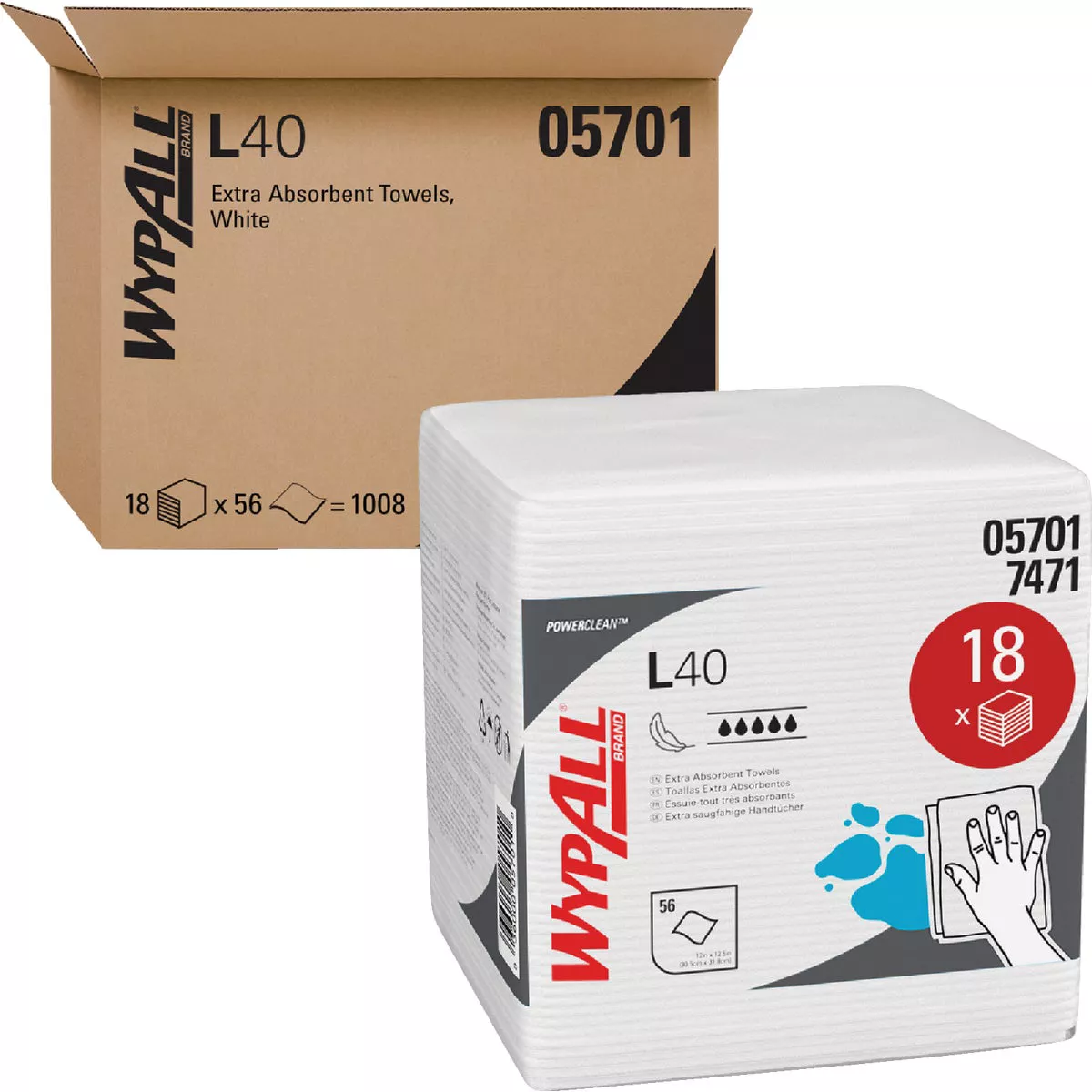 WypAll L40 Quarter Fold White Wiper Hand Towel (18 Count) - photo 3