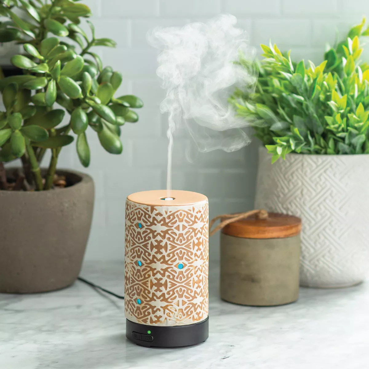 Candle Warmers Airome Ultra Sonic Essential Oil Diffuser - White Terracotta - photo 2