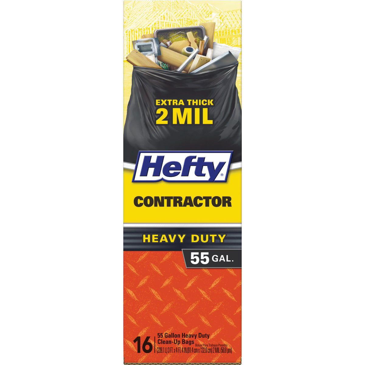 Hefty Clean-Up Bags, Contractor, Heavy Duty, 55 Gallon - 16 bags