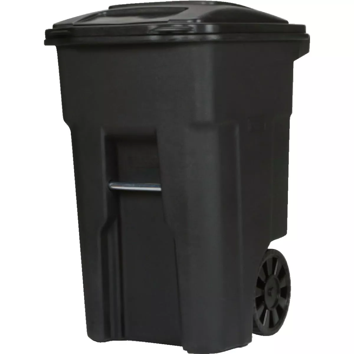 Toter 48 Gal. Black Outdoor Trash Can With Attached Lid and Wheels