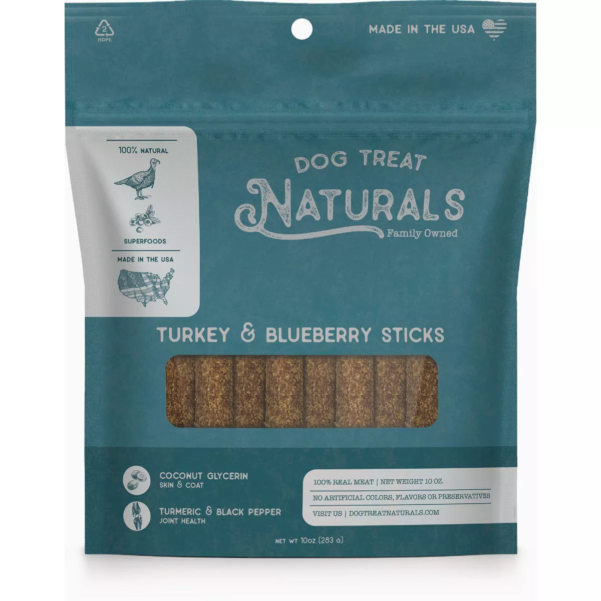 Dog Treat Naturals Turkey & Blueberry Superfood Sticks, 10 Oz.