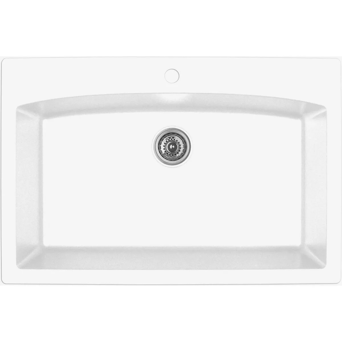 Karran Top Mount Large Single Bowl 33 In. x 22 In. White Matte Quartz Kitchen Sink