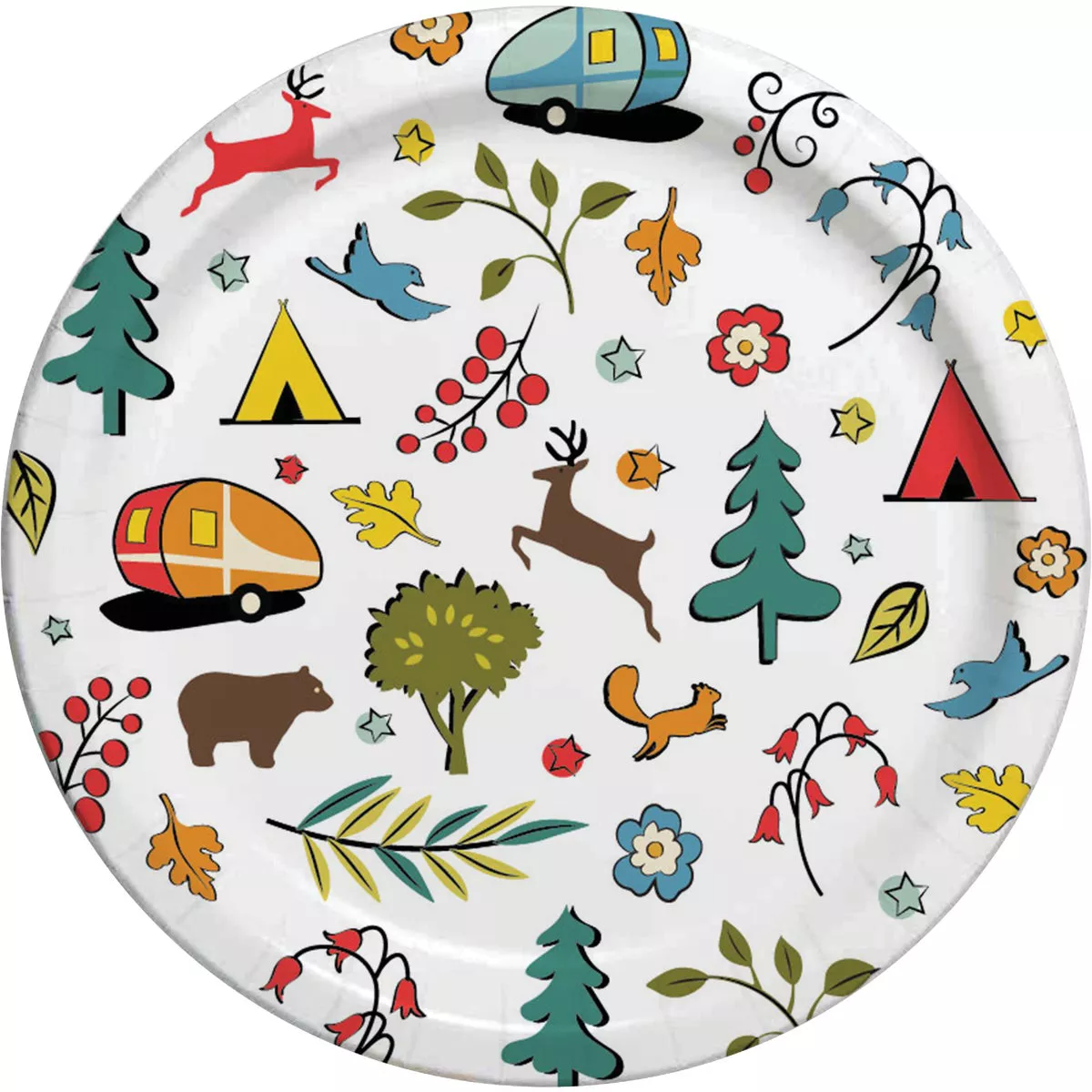 Camp Casual 10 In. Eco-Friendly Into the Woods Design Paper Plates (24 Count)