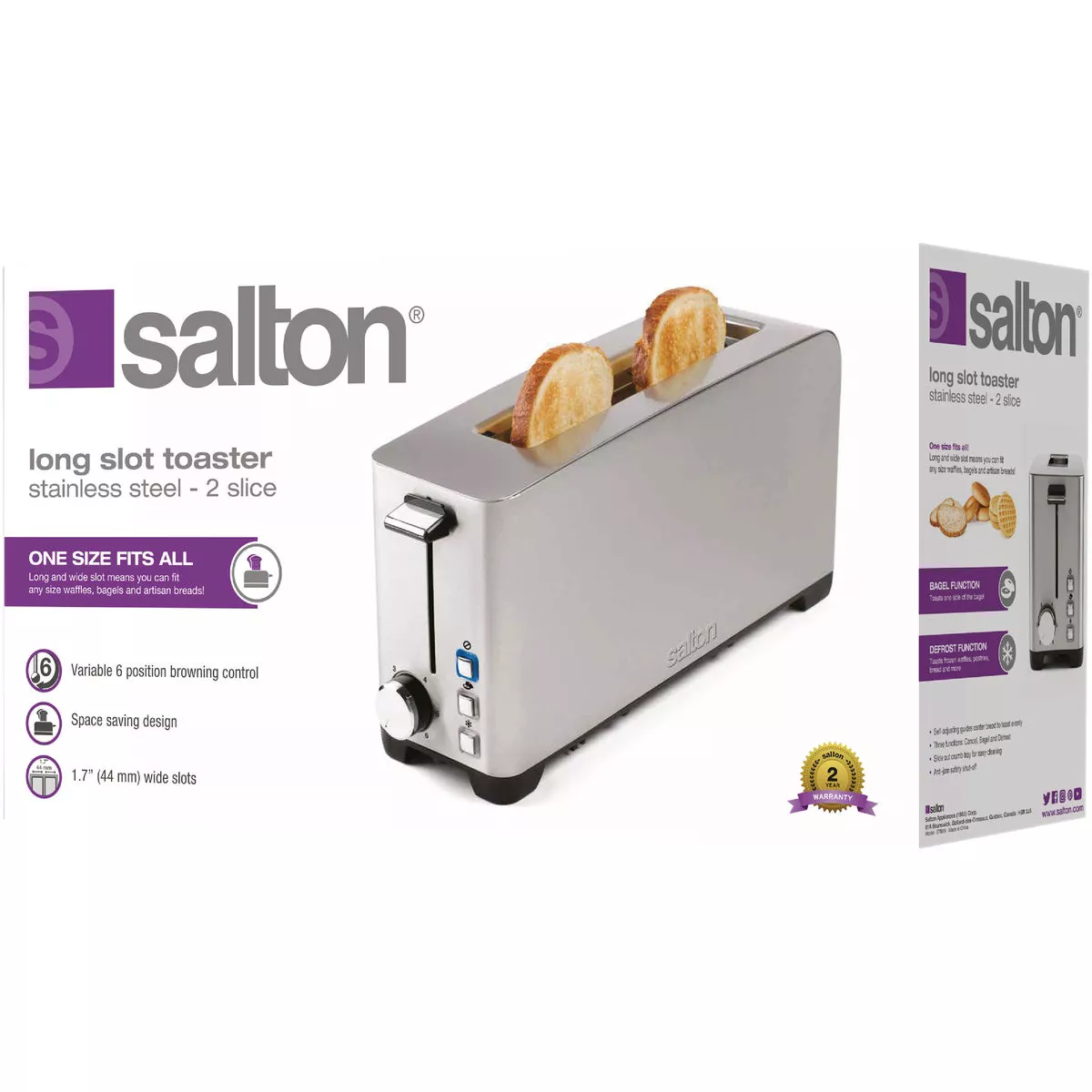 Salton 2-Slice Stainless Steel Digital Countdown Toaster - photo 2