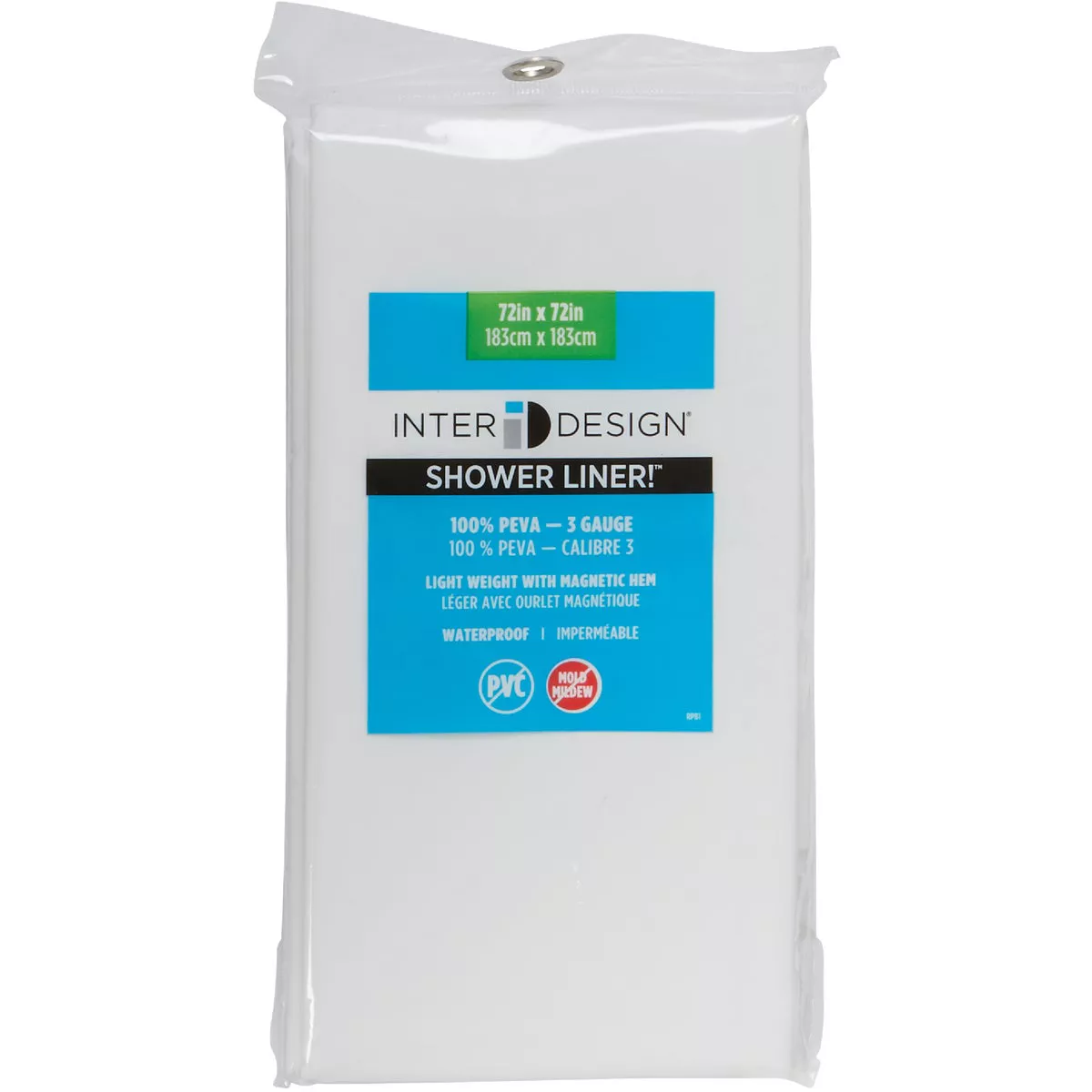 iDesign 72 In. x 72 In. White PEVA Shower Curtain Liner - photo 2