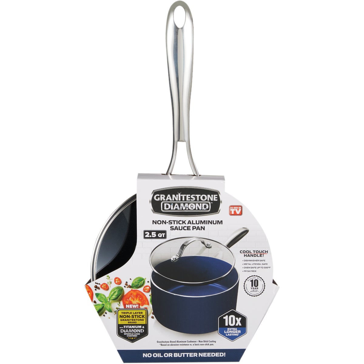 GraniteStone Diamond Blue 2.5 Qt. Non-Stick Sauce Pan with Lid