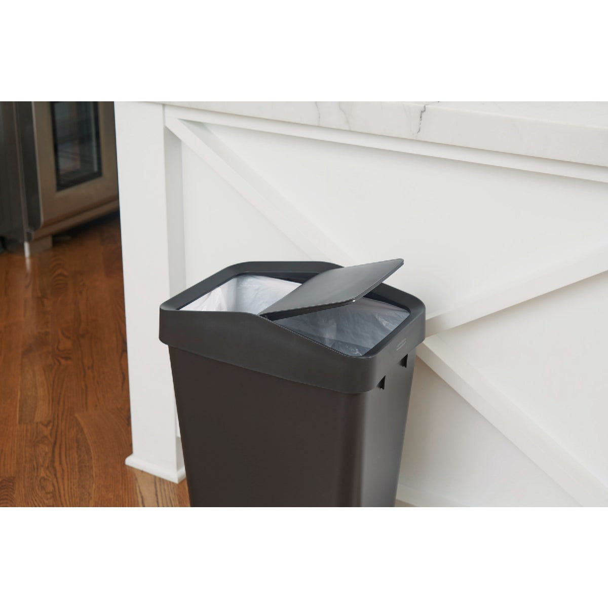 Rubbermaid 12.2 Gal. Black Swing-Top Wastebasket | True Value Hardware