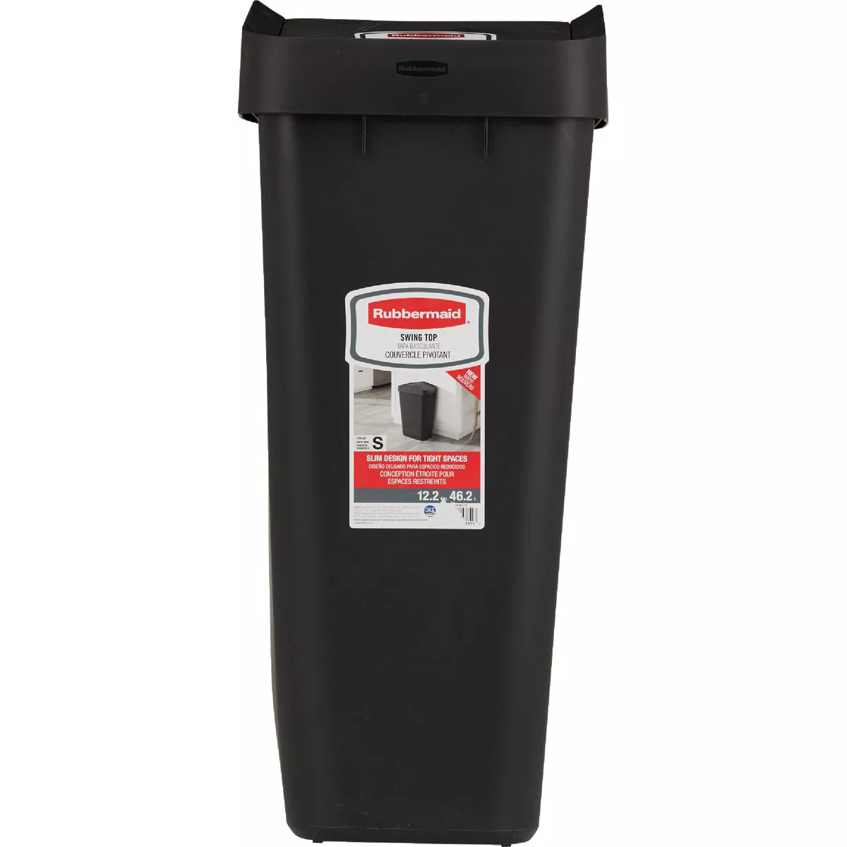 Rubbermaid 12.2 Gal. Black Swing-Top Wastebasket - photo 2
