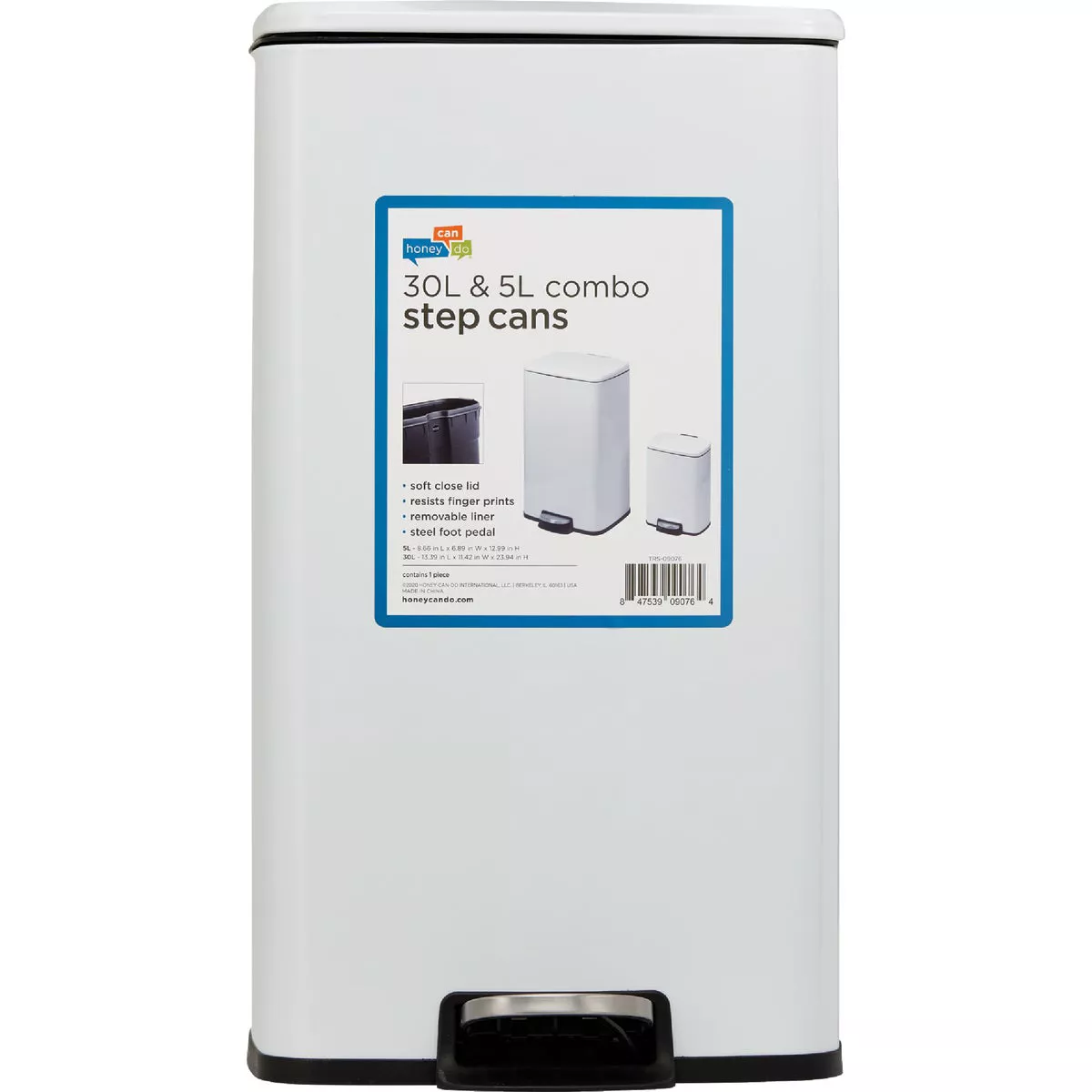 Honey Can Do 7.92 Gal. & 1.3 Gal. White Stainless Steel Trash Cans (2-Count) - photo 2
