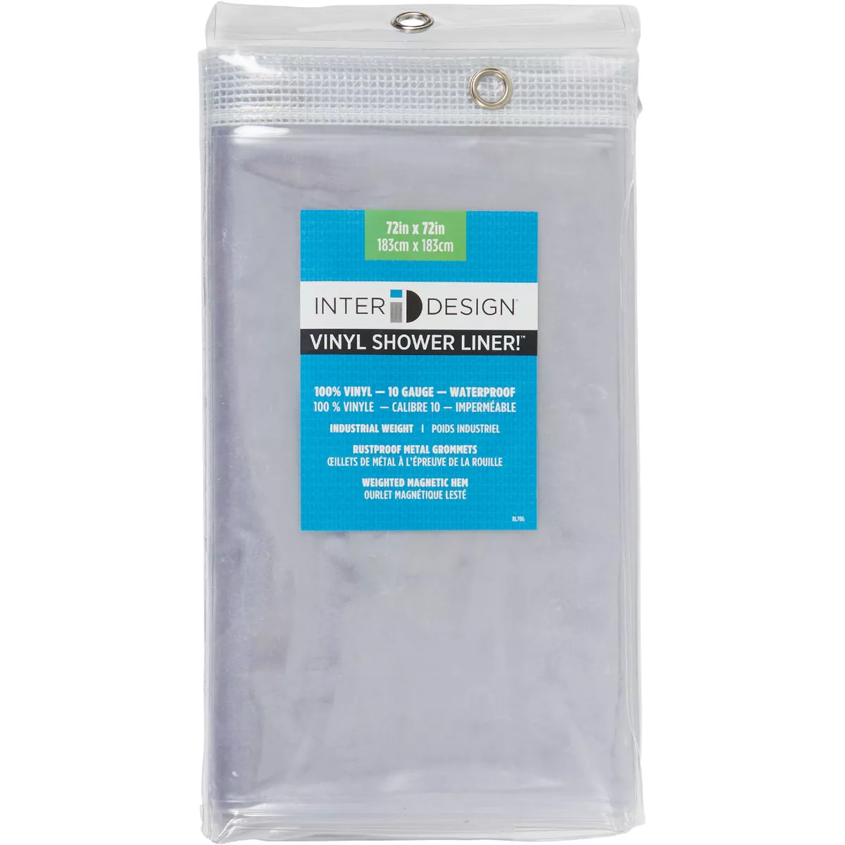 iDesign 72 In. x 72 In. Antibacterial Clear Vinyl Shower Curtain Liner - photo 2