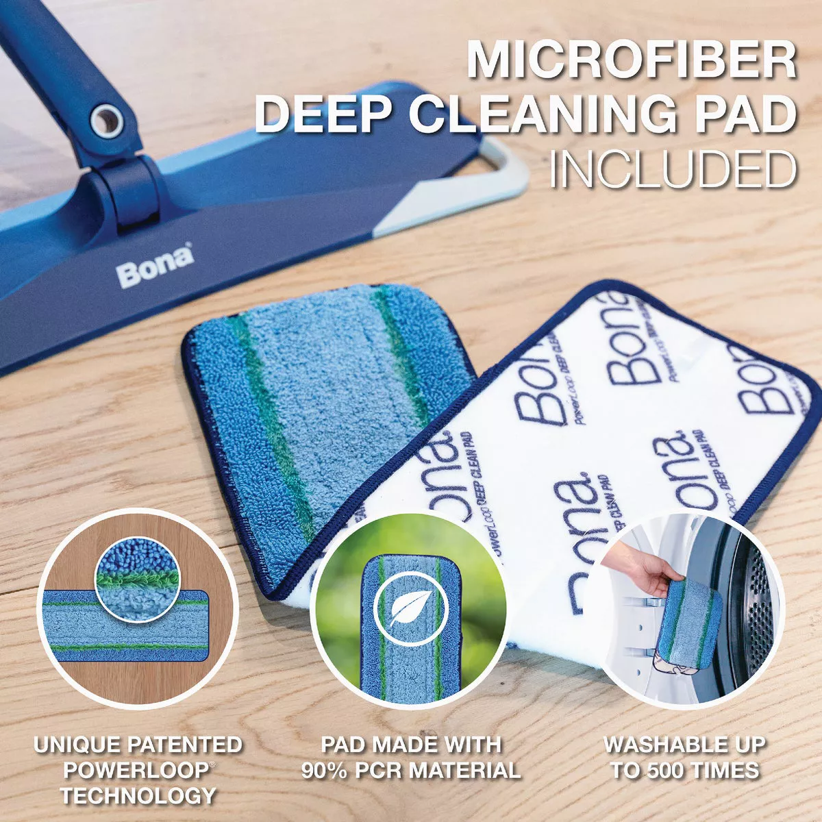 Bona 4 In. W. x 15 In. L. Microfiber Cleaning Pad Mop Refill with Dusting Pad (3-Count) - photo 8