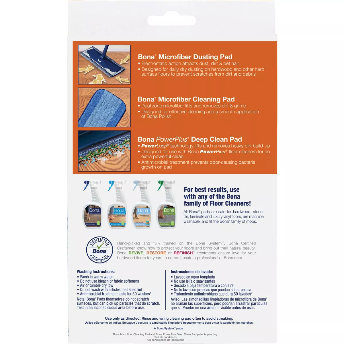 Bona 4 In. W. x 15 In. L. Microfiber Cleaning Pad Mop Refill with Dusting Pad (3-Count) - photo 2