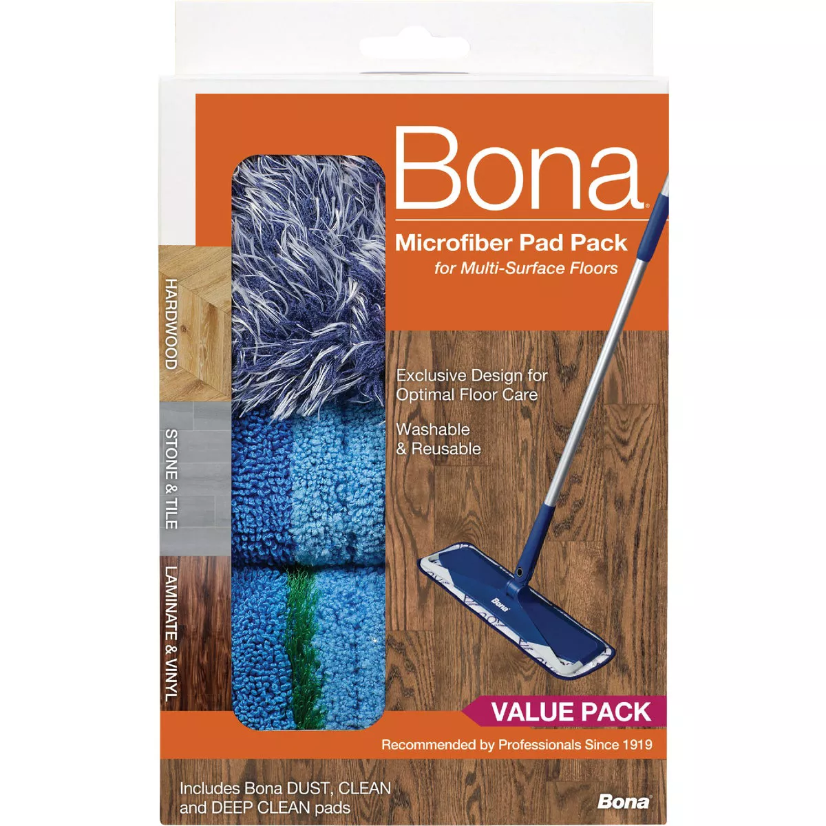 Bona 4 In. W. x 15 In. L. Microfiber Cleaning Pad Mop Refill with Dusting Pad (3-Count) - photo 3