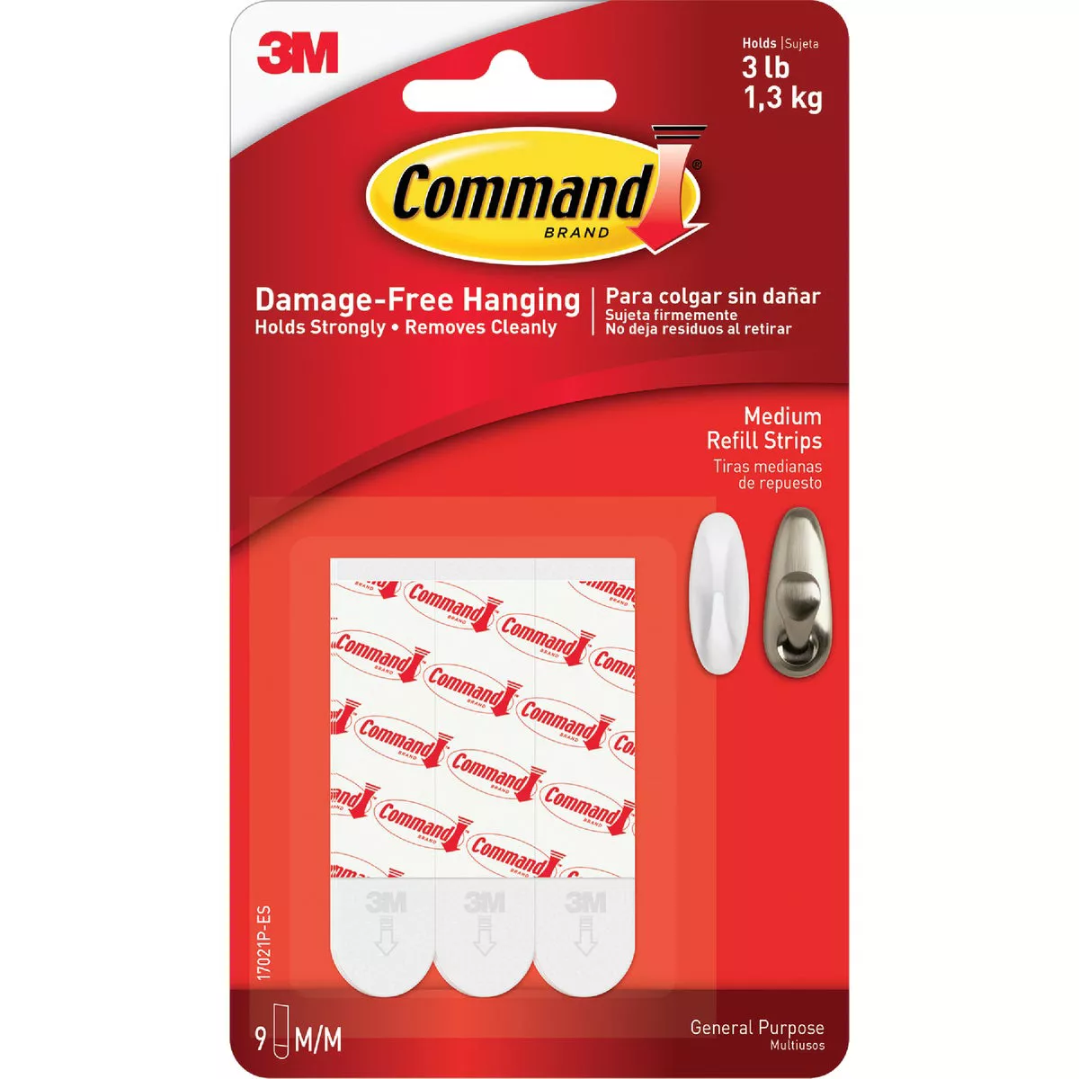 3M Command Medium Adhesive Strips, White, 9 Strips - photo 2