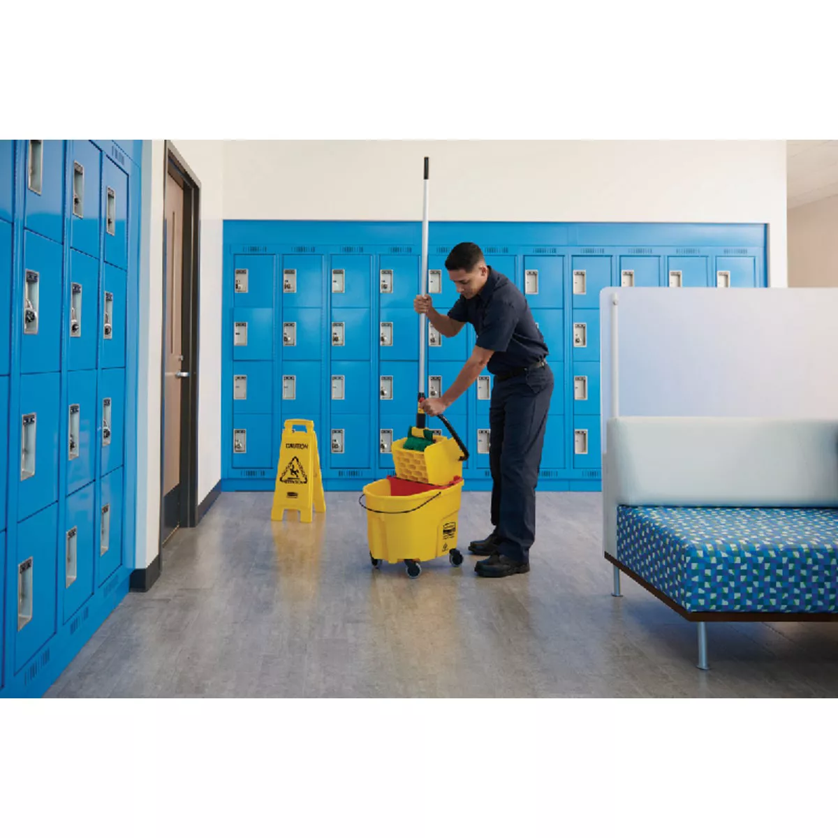 Rubbermaid Commercial 26 In. 2-Sided Yellow Multilingual Caution Sign - photo 2