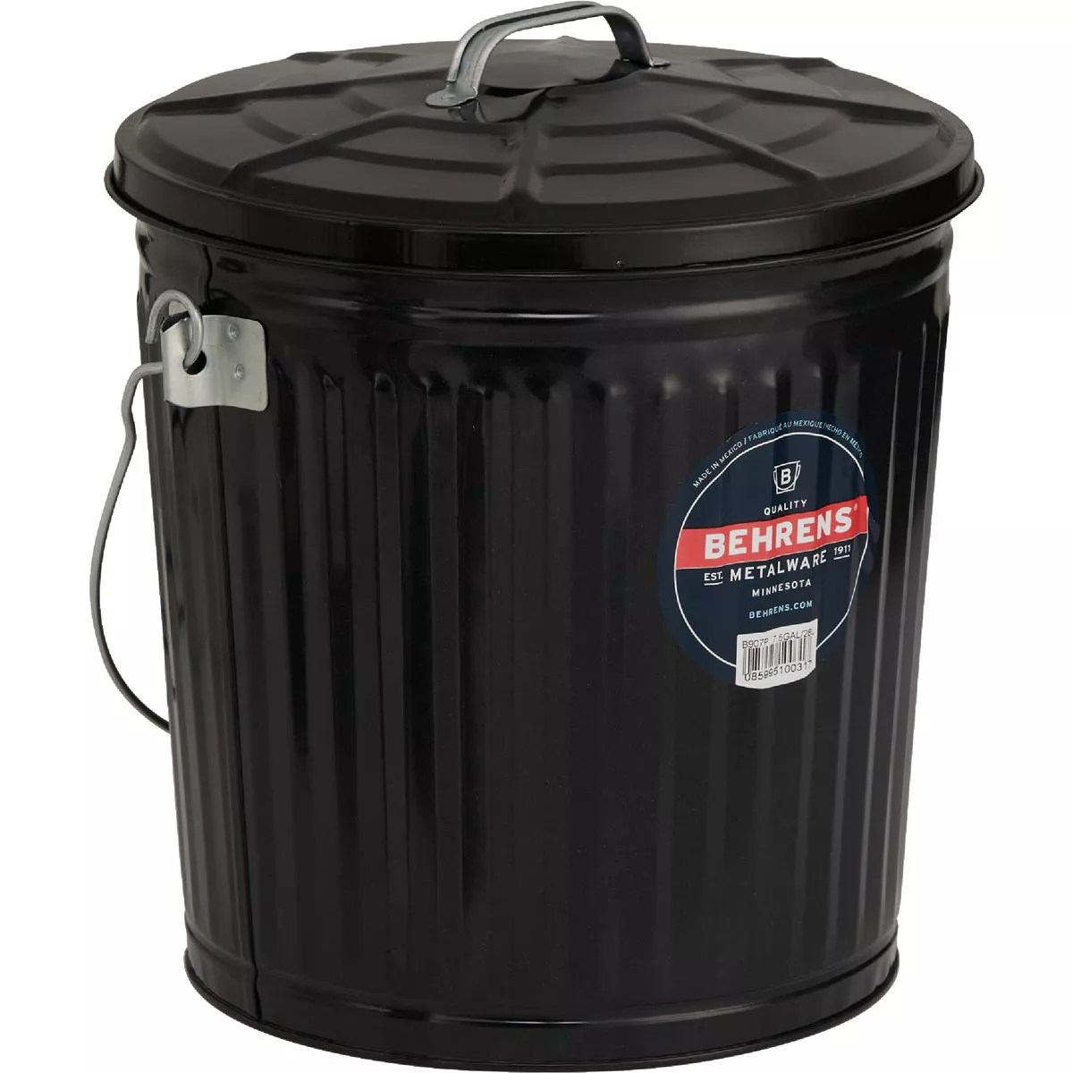 Behrens 7.5 Gal. Black Galvanized Steel Ash Pail