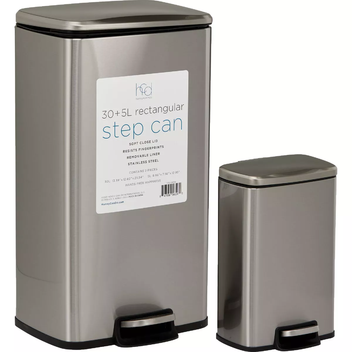 Ninestars 8 Gal. & 1.3 Gal. Stainless Steel Trash Cans (2-Count)