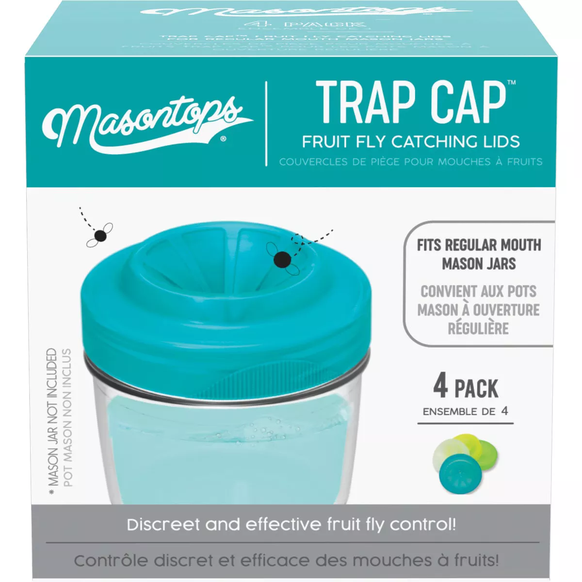 Masontops Plastic Regular Mouth Trap Cap Mason Jar Lid (4-Count) - photo 4